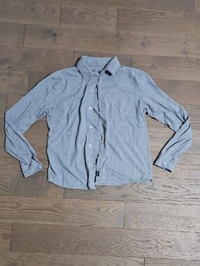 Recover Brands Jersey Knit Casual Grey Button Up